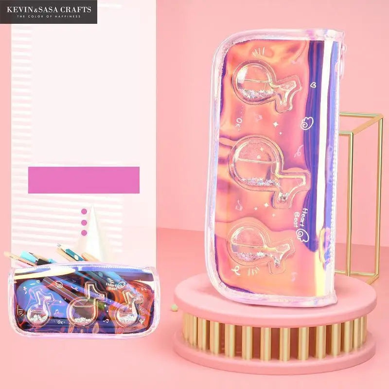 Блестящий переливающийся лазерный чехол для карандашей большой емкости