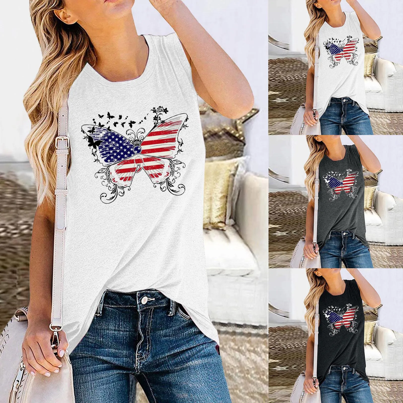 

Woman Independence Day Tank Top Printed