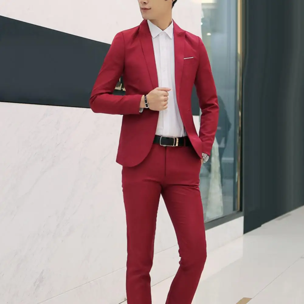 Мужской однотонный блейзер с лацканами и длинными рукавами 2 шт.|Мужские