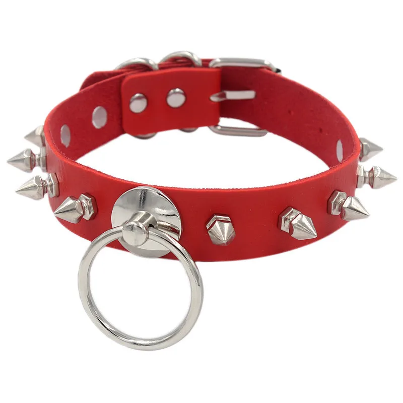 Чокер женский в готическом стиле ожерелье-чокер с круглыми шпильками из кожи