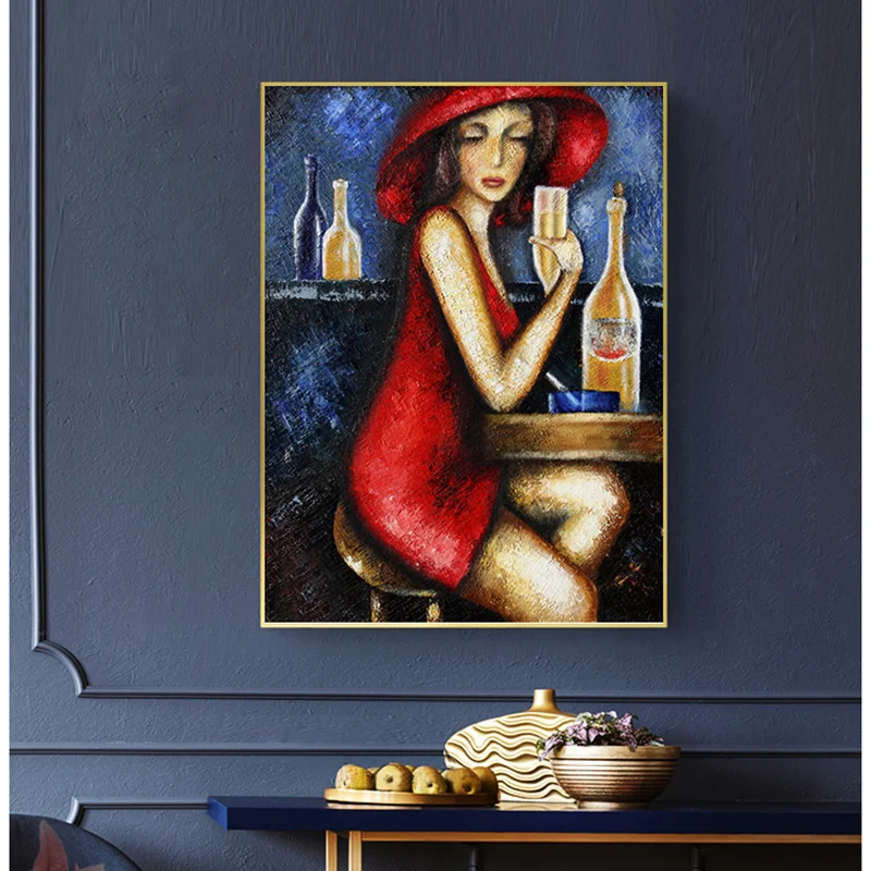 Современная модная женщина в стиле ретро расслабляющая фигурка Картина на