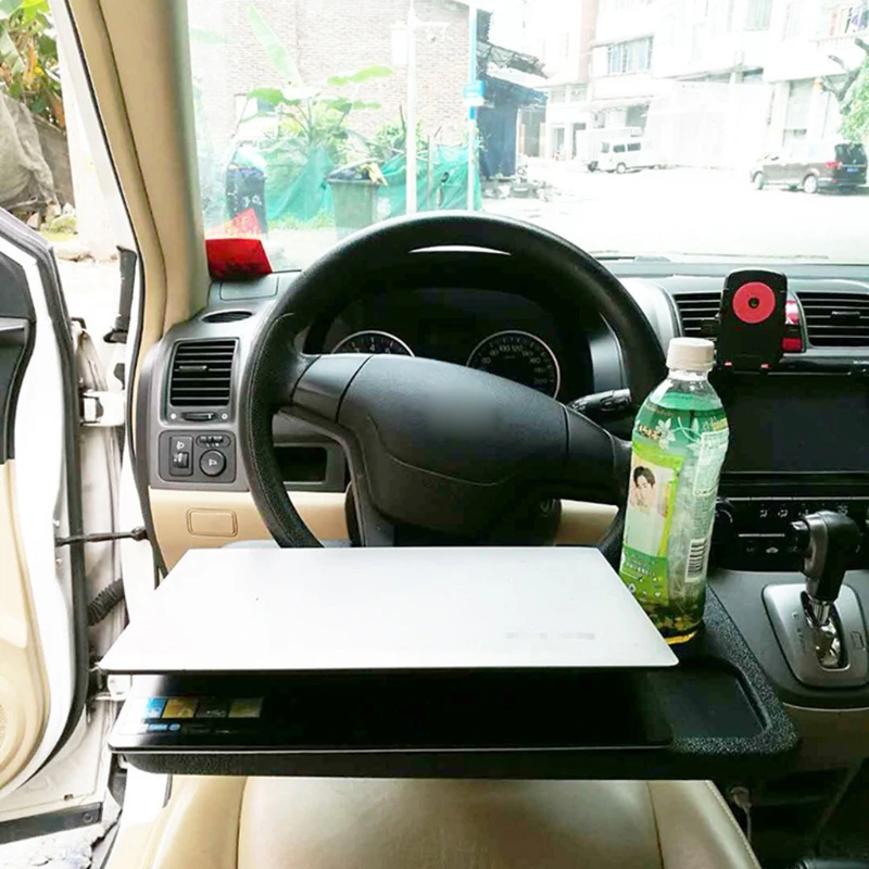 

Black Car Steering Wheel Desk Tray Car Table Food Beverage Laptop Holder Automobile Accessories for Long Trips