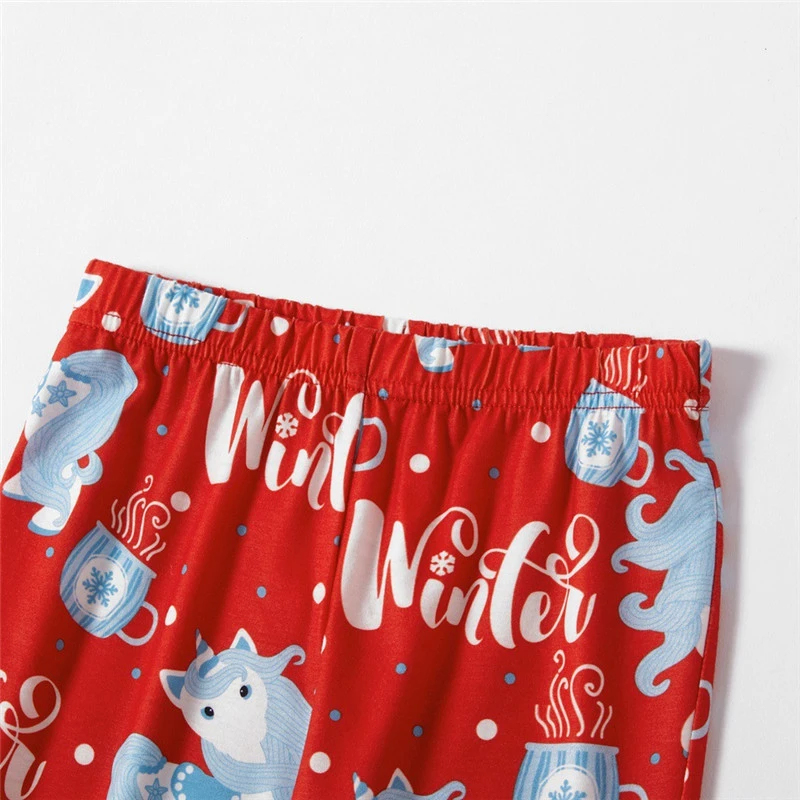 

New Year Father Mother Daughter Son Pajamas Mommy And Me Red Christmas Pajamas Set Family Matching Xmas Tops Pants 2pcs Outfits