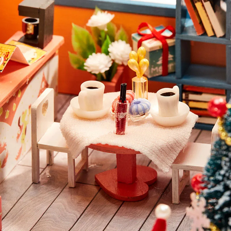 

DIY Dollhouse without cover, handmade DIY Hut Assembling Educational Toy Villa Model Christmas Birthday Gift Dollhouse Miniature