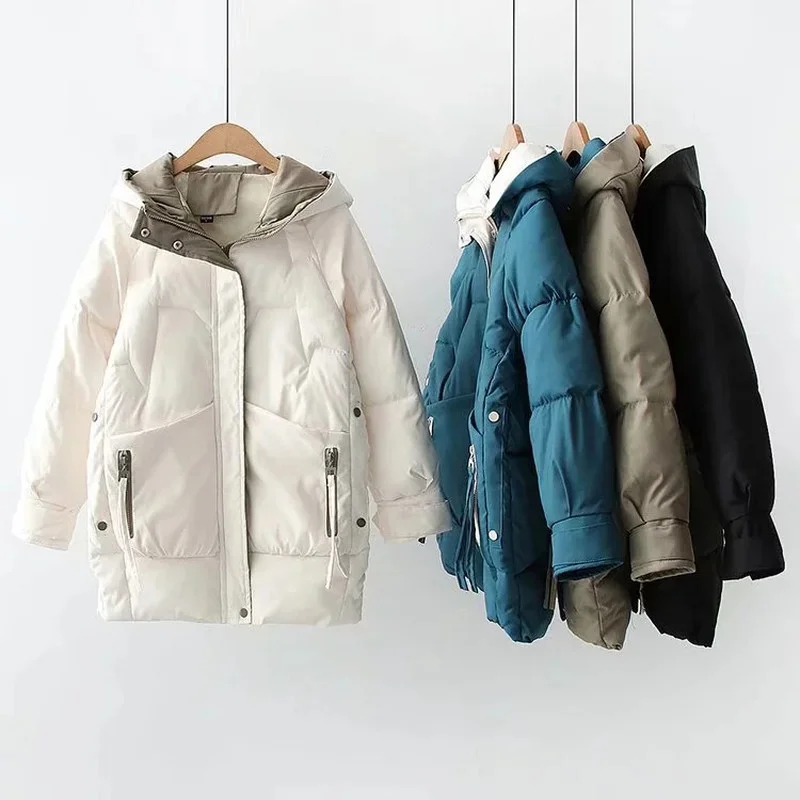 Winter Warm Thick Hooded Cotton Down Jacket 2021 Women  Newest Long Padded Parka For Women Oversize Winter Loose Cotton Coat