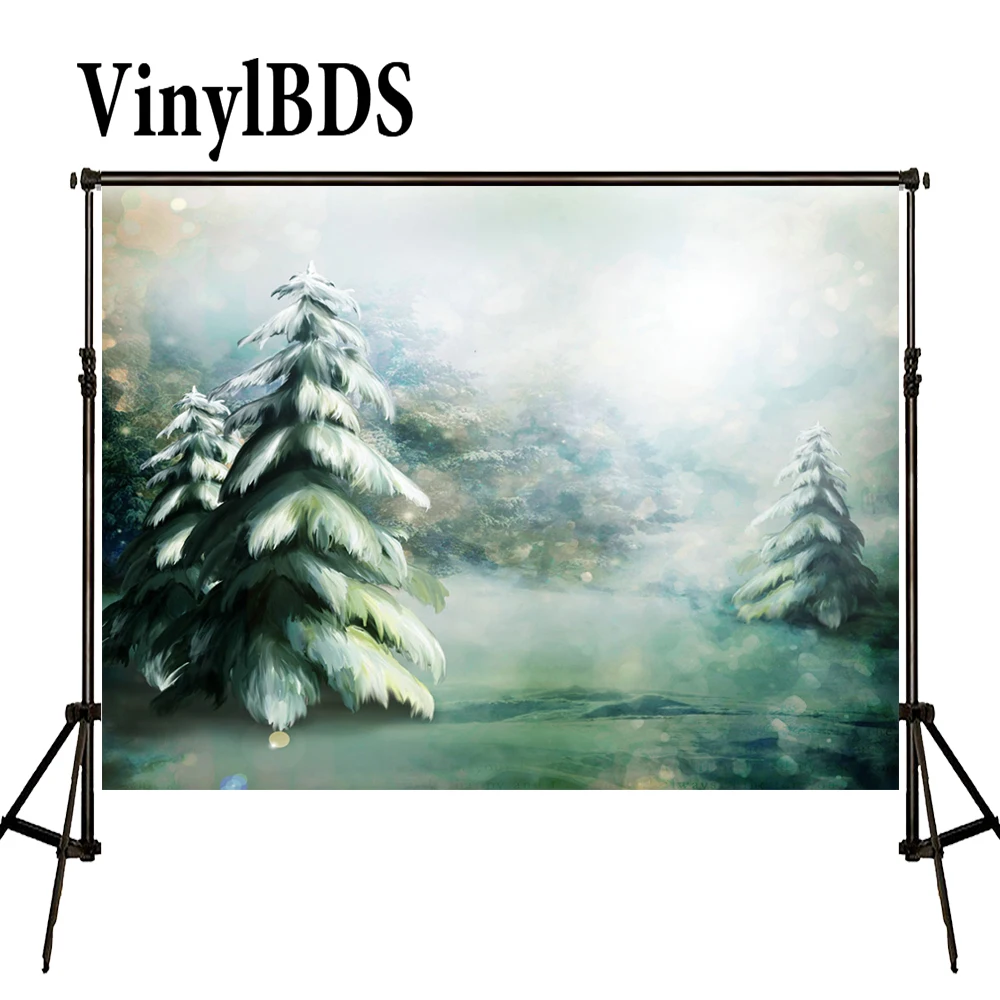 VinylBDS Рождественская елка фон лес белый снег новорожденные фотографии реквизит