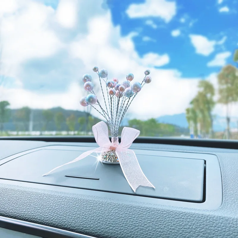 

1PC Car Accessories Gypsophila Gifts Exquisite Color Pearl Gypsophila Car Decorations Rhinestone Car Accessories Decoration