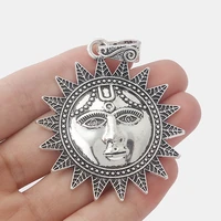 2pcs vintage large sun kindly face shape round charms pendants for findings jewelry necklace