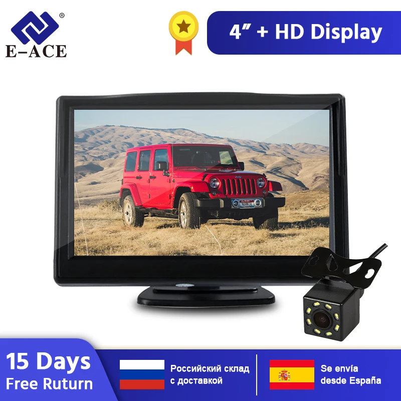 E-ACE J01 монитор для автомобиля/грузовика 4,3 дюймов TFT ЖК-экран с автоматическим реверсом парковочная линия камера заднего вида