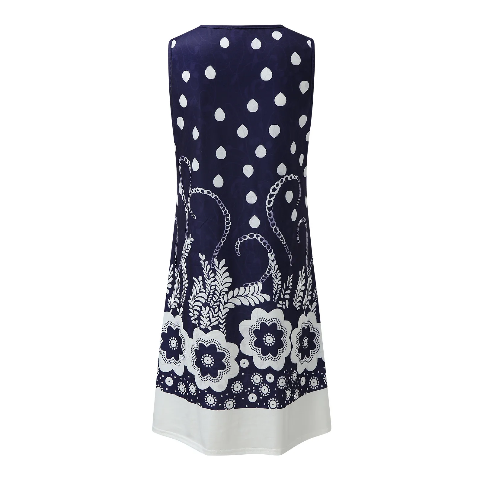 

40# Plus Size Denim Dress Women Casual Sleeveless O-neck Knee-length Summer Dress Vintage Printed Casual Dresses Vestidos