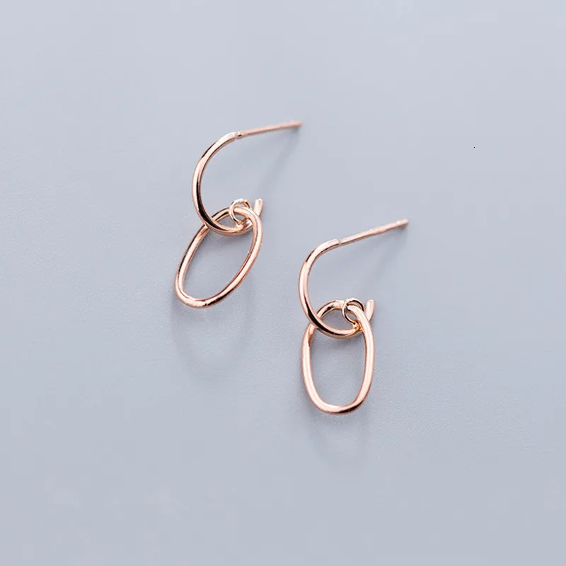 

Authentic 1pair Real 100% 925 Sterling Silver fine Jewelry open oval Geometric stud Earrings gtle2467