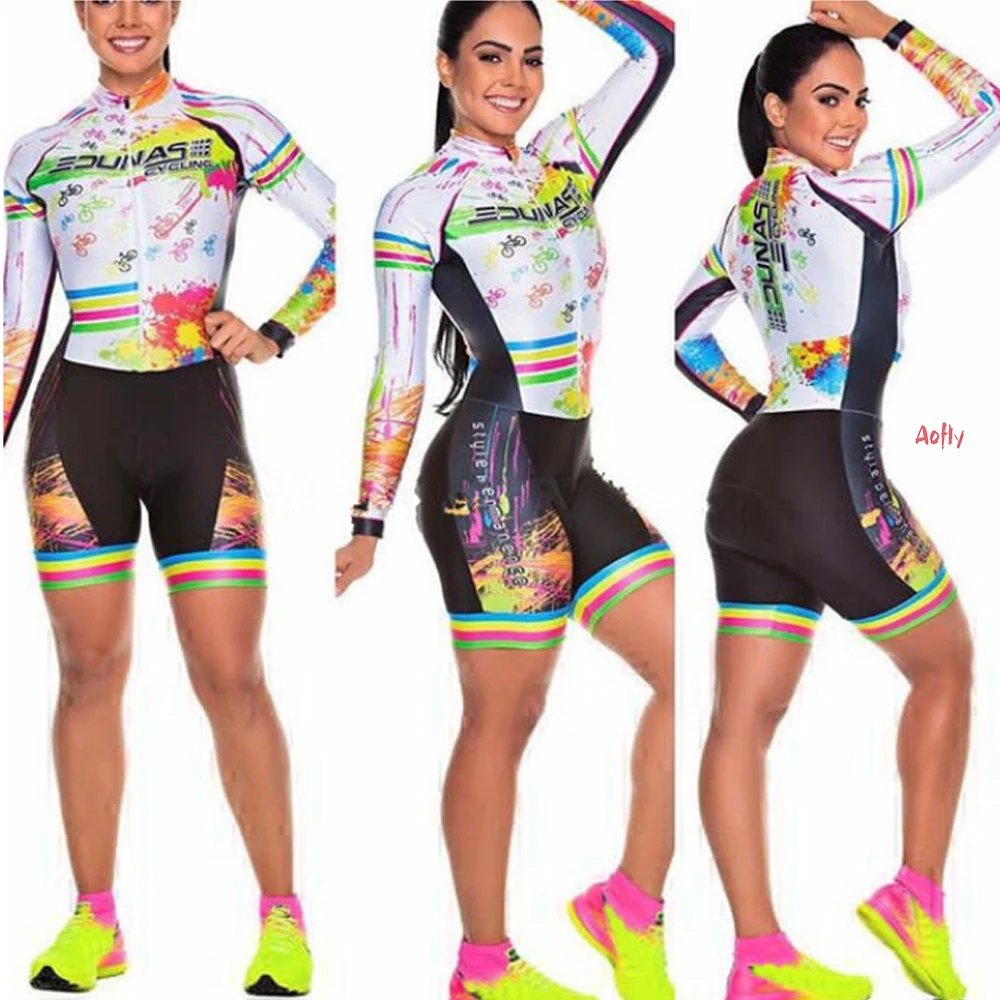 2021 Macaquinho Ciclismo Feminino Dunas Bike Clothing Female Triathlon Running Cycling Swimming Sports Jumpsuit Skinsuit 9D Gel