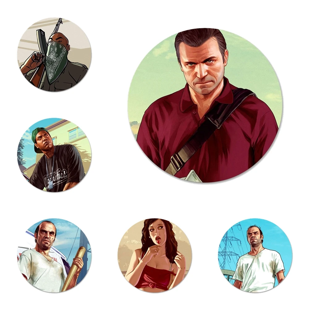 Металлические Значки для украшения рюкзака в стиле Сан-Андреас GTA Grand Theft Auto 5