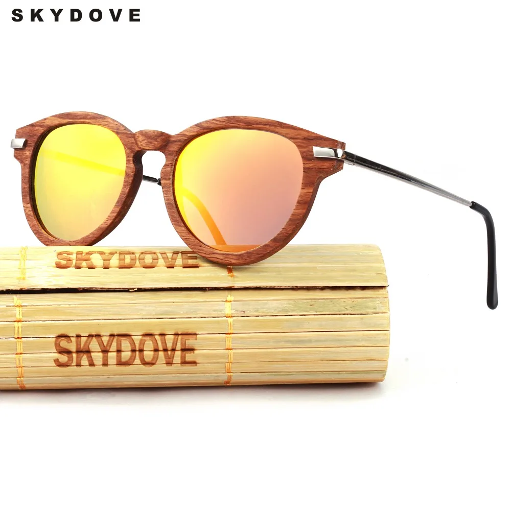 

Солнцезащитные очки SKYDOVE поляризационные женские, овальные винтажные солнечные аксессуары из бамбука, в круглой оправе, UV400
