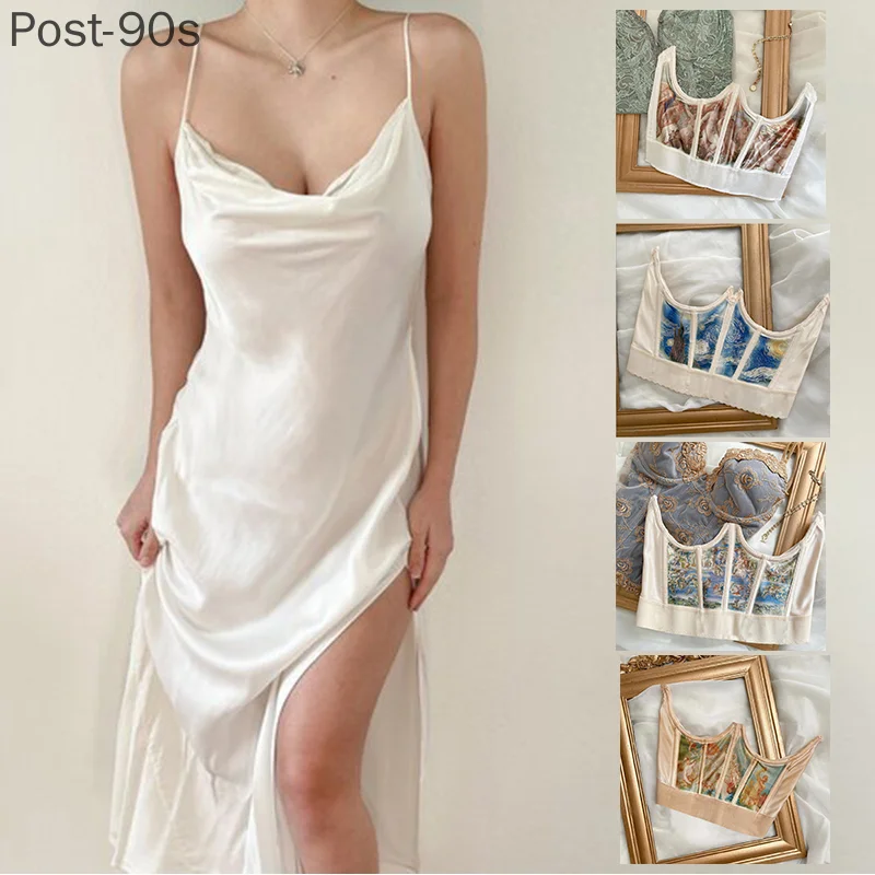 

Women Summer Dresses 2022 Sexy Sleeveless Spaghetti Strap Elegant Party Dress With Waist Cincher Bustier Solid Women Satin Dress