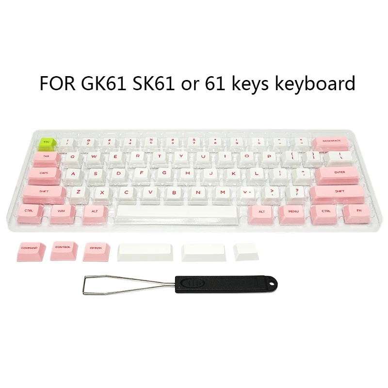 

61 Keys Keyset Double Color PBT Thick Keycap for GK61 SK61 Mechanical Gaming Keyboard with Puller Set