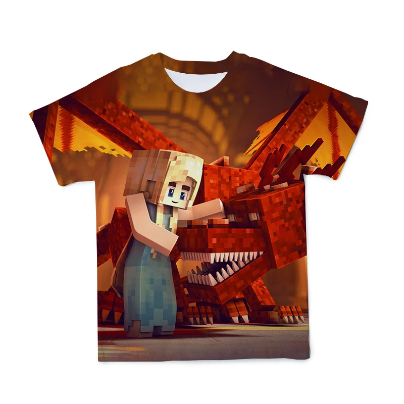 

Cute Mine Sea Game Pattern Kids T-Shirt Hot Cube Girls Boys 3D Print T-shirts Fashion Hot Game Children's Clothing For Girls