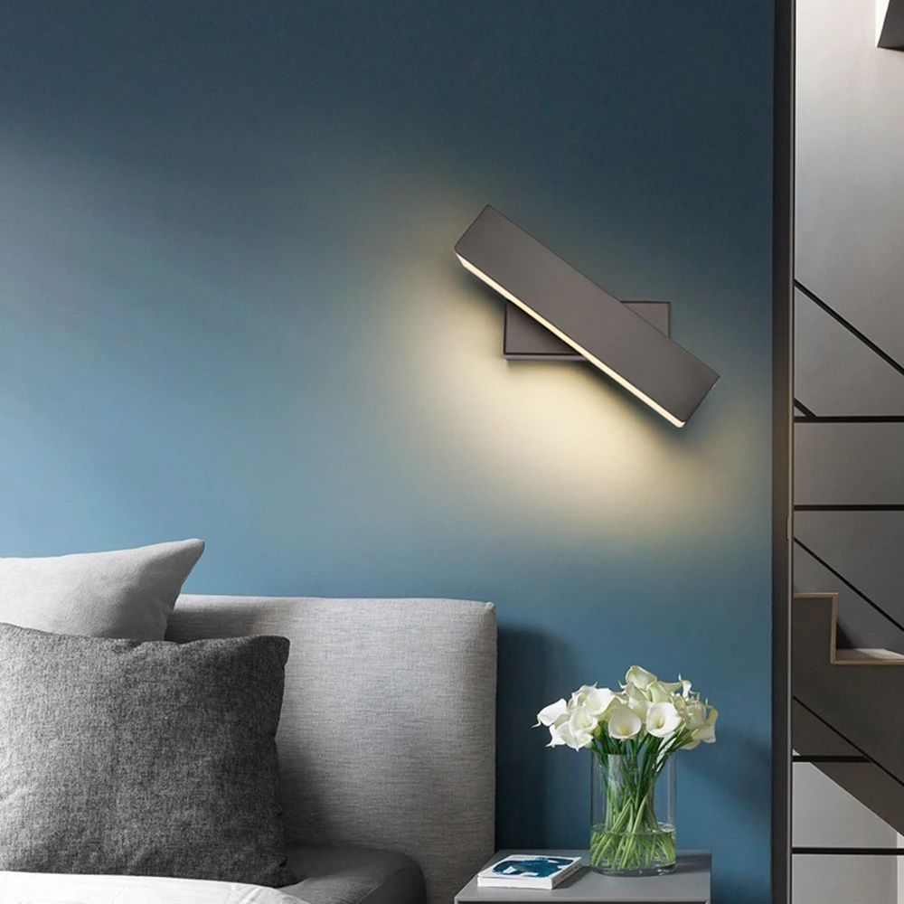 

350 Degree Rotatable Wall Lamp Rotation Adjustable Switch Modern LED Wall Sconce Stair Wall Light Fixture Hallway Lamps