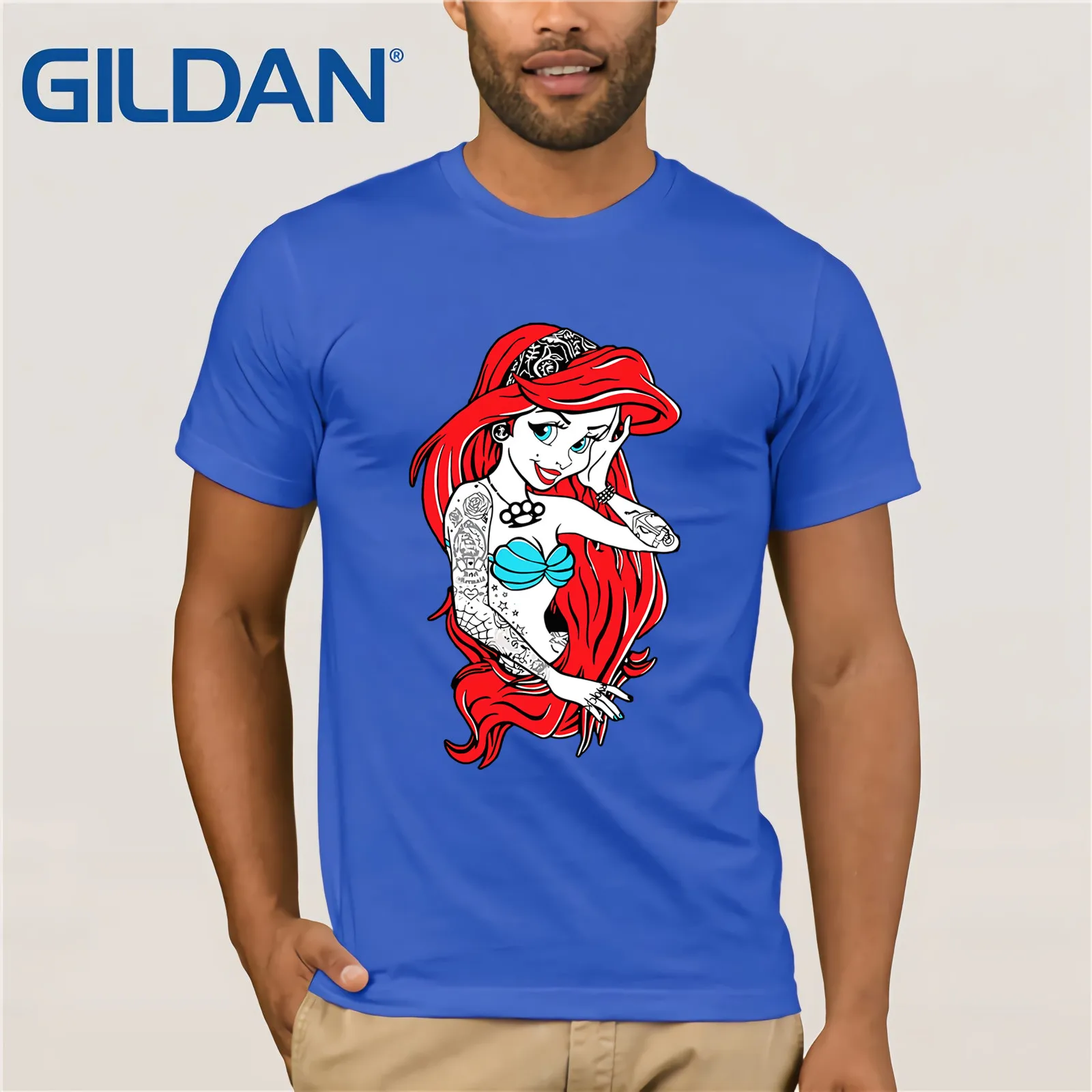 Футболка мужская с татуированной русалочкой альтернативная футболка коротким