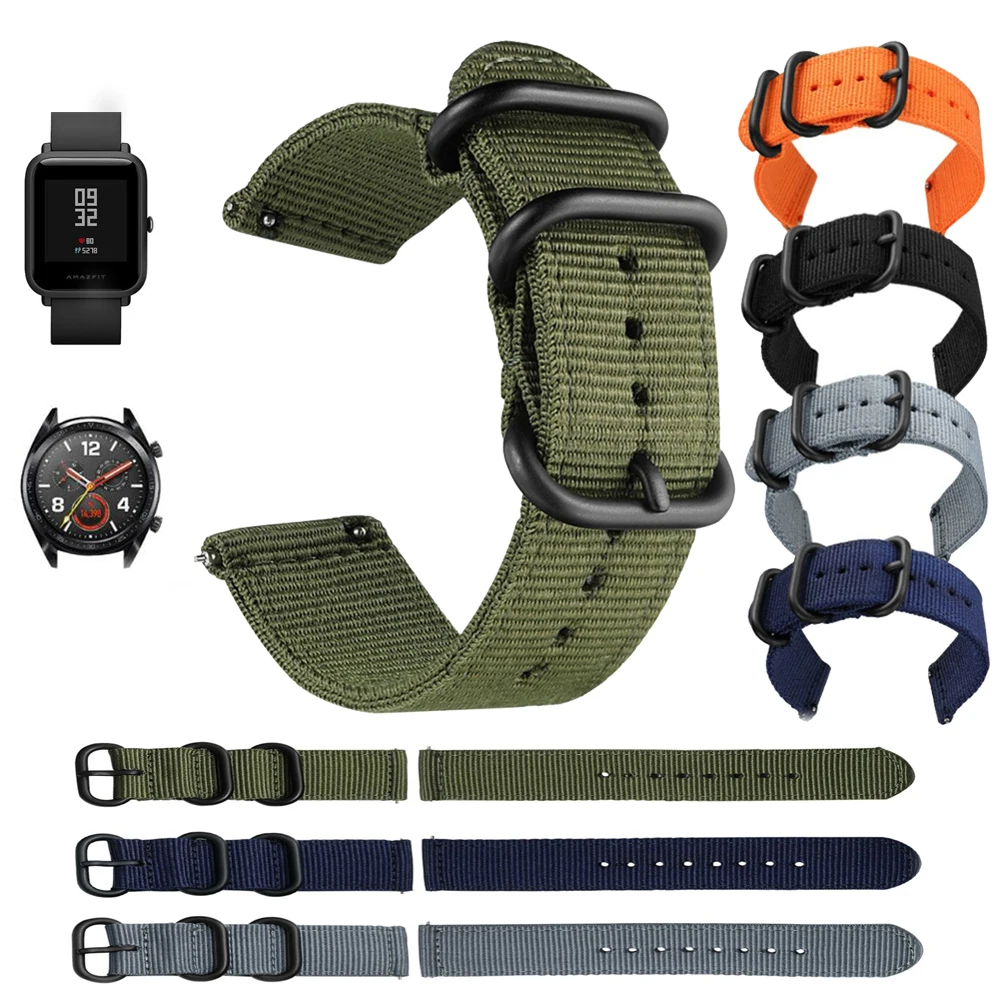 Нейлоновый холщовый ремешок для Xiaomi Huami Amazfit 2/2S Samsung Gear S3 Frontier Band galaxy watch 46