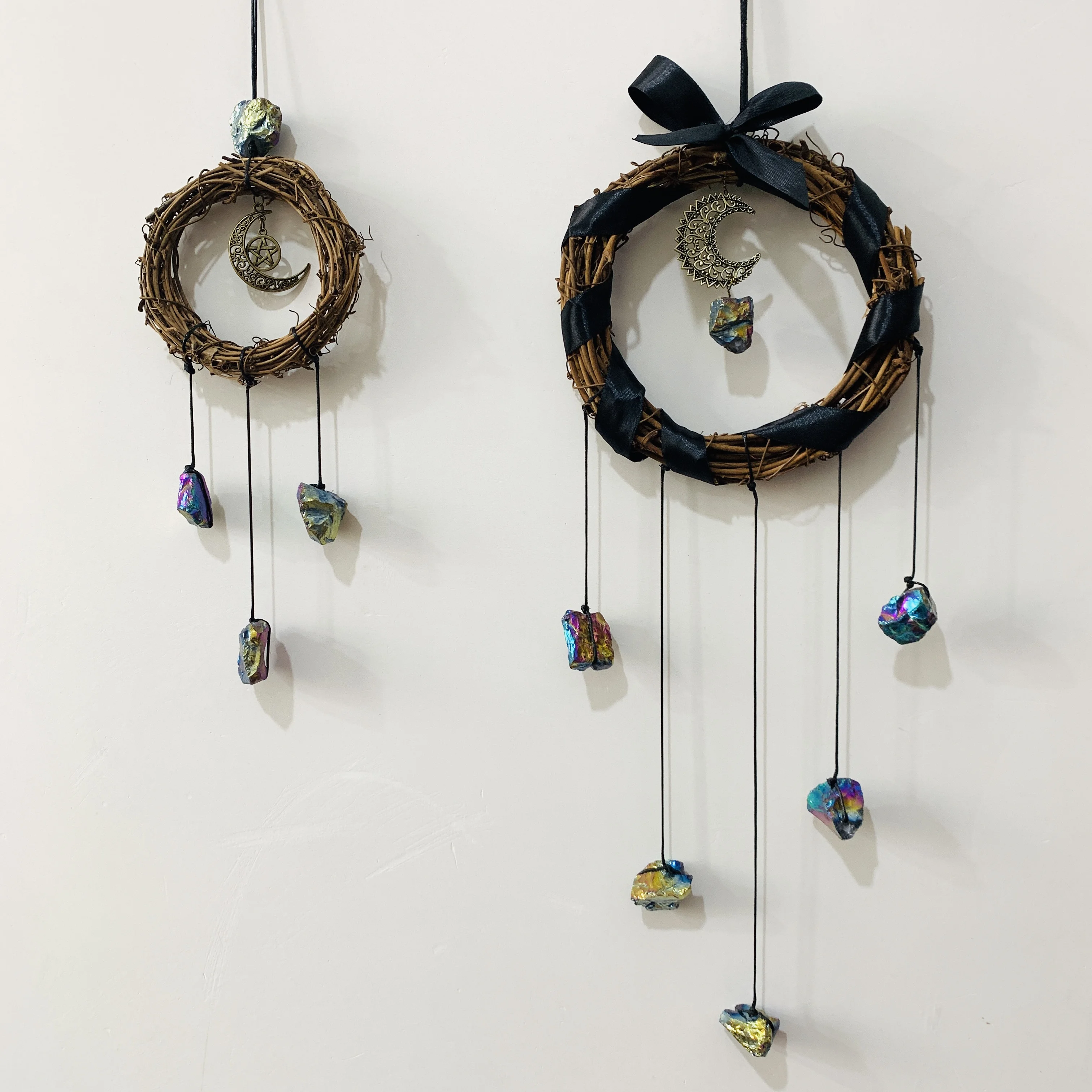 

Подвеска в виде ведьмы, украшение из натурального кристалла, луна, пентаграмма, нестандартная кварцевая дверь, искусственный необработанны...