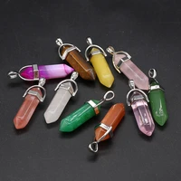 natural stone crystal pendants multi color faceted pendulum charms for jewelry making diy women necklace party gifts