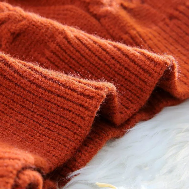 

Pullovers Women Plus Size 3XL O-Neck Solid Full Sleeve Knitting Retro Simple Loose Casual Sweaters All-match Chic Korean Style