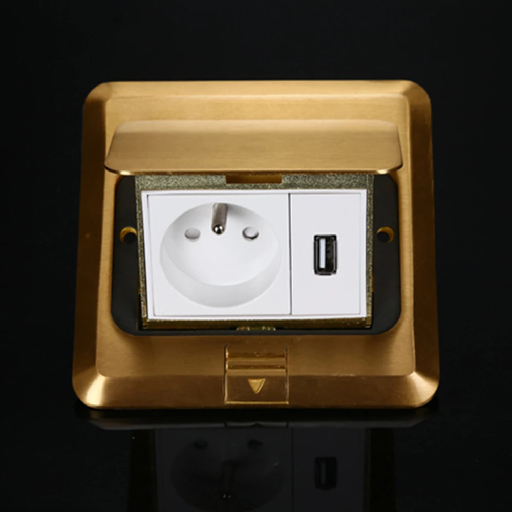 Все медные золотые панели всплывающие торцевые розетки 16А французский стандарт