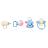 cute cartoon hand bell ring music baby accessories newborn gifts infant grasp training plastic appease toys rattles teether 4pcs