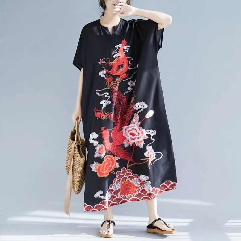 Винтажное женское длинное платье в китайском стиле с коротким рукавом и