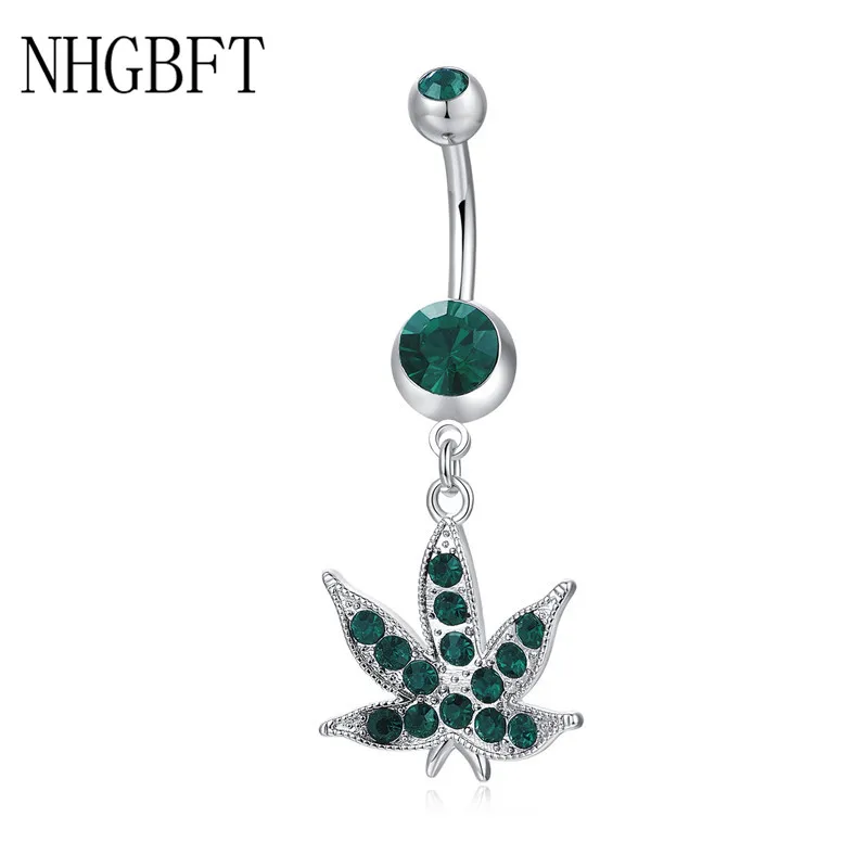 NHGBFT классический узор в виде кленового листа пупка Кольца Хирургическая Сталь