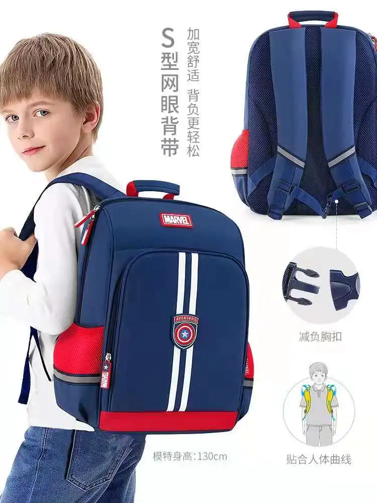2021 Disney New School Bags For Boys Primary Student Shoulder Backpack Large Capacity Spider Iron Man Captain America Mochila