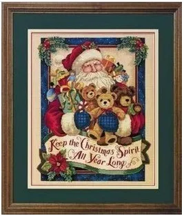 

14/22/25ct Counted Cross Stitch Kit Bearing Gifts Christmas Spirit Santa and Teddy Bear Gift dim 08638 8638