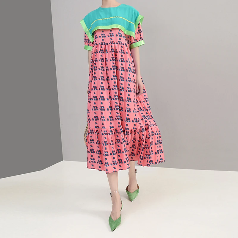 Новинка 2019 корейский стиль женское летнее платье трапециевидной формы длинное