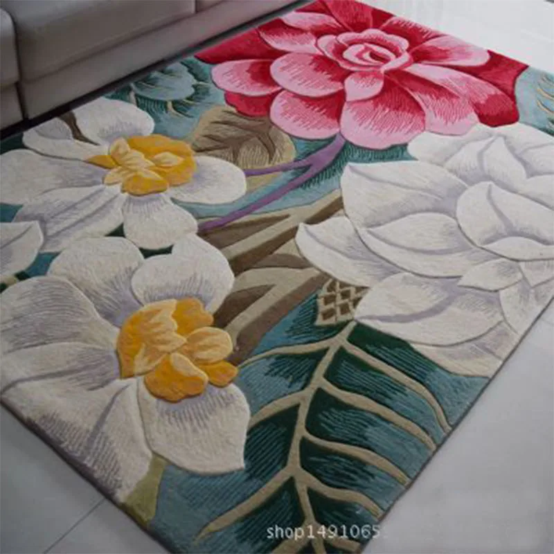 Красный Large High Quality Handwoven Wool Carpets For Living Room Chinese Wool Carpet Bedroom Kids Rug Thick Plush Soft Floor Carpets - Цвет: Красный