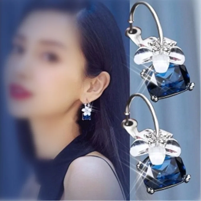 Новое поступление горячие модные цветы Bijoux серьги-гвоздики женские квадратные Красочные Кристальные серьги для женщин ювелирные изделия