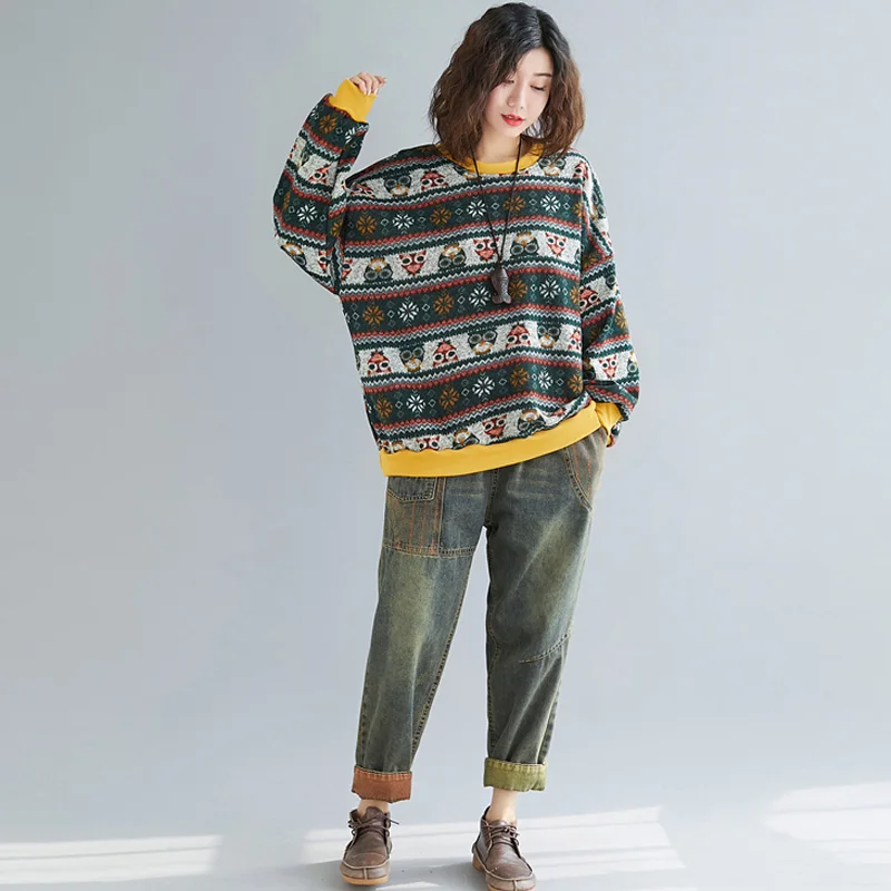 

Stripe Knit Pullover Sweater Women Autumn Winter Thicken Plus Velvet Warm Knitted Sweater Plus Size Loose 4XL 5XL 6XL Sweater