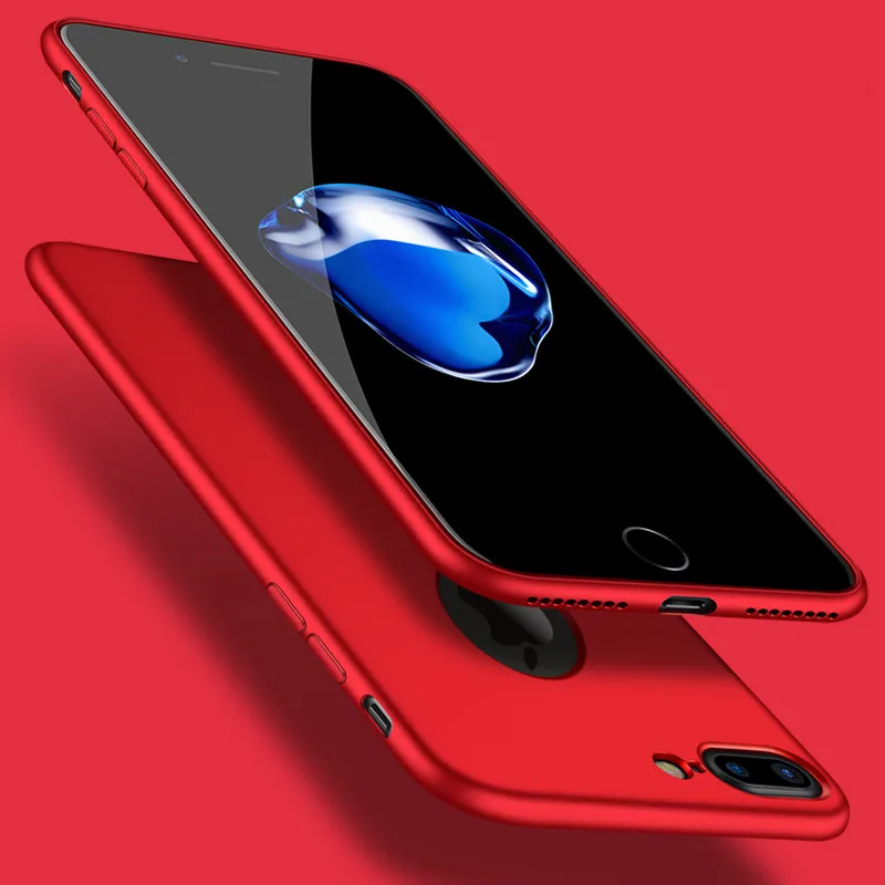 Чехол для iPhone 7, 6, 6 S, X, 8 Plus, XS, 360, полный Чехол, тонкий матовый мягкий чехол из ТПУ для iPhone 7, XR, XS, MAX, красный чехол для телефона