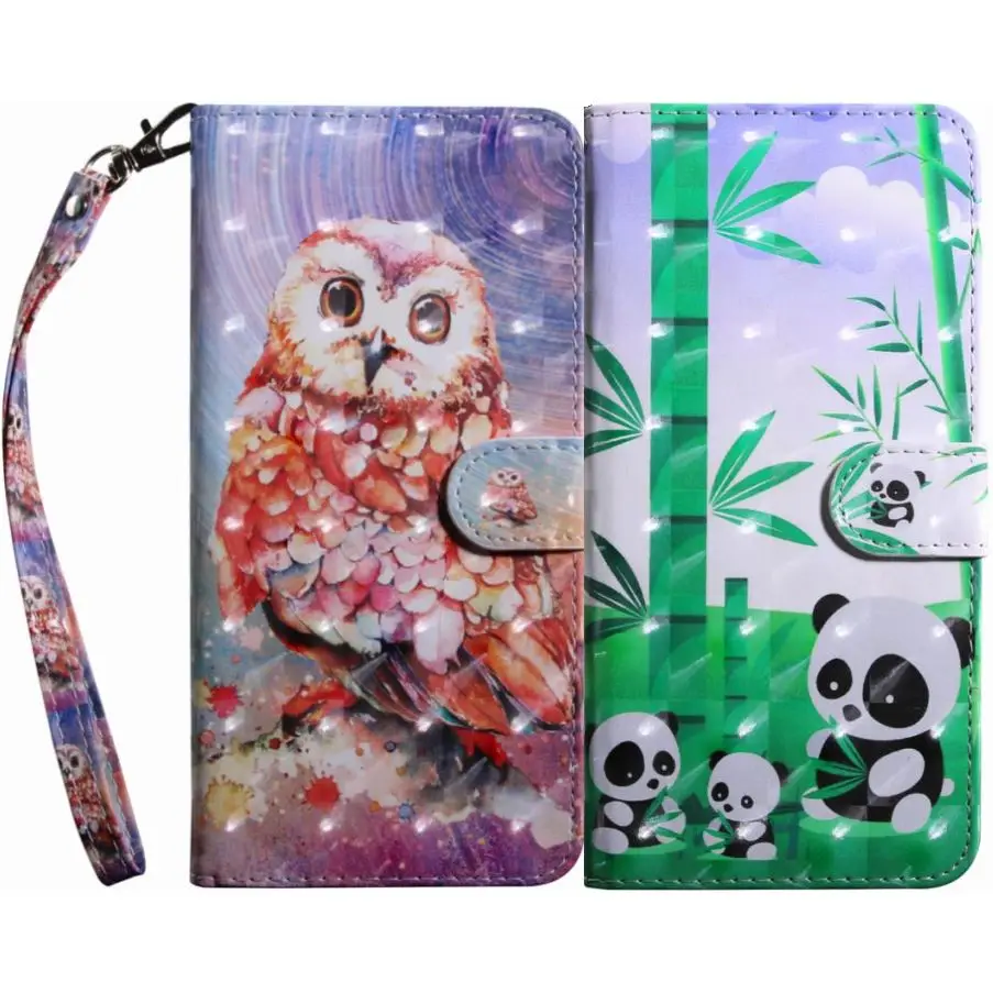 Кожаный чехол с совой пандой для huawei P Smart Y6 Y3 Y7 Pro Y5 Prime Honor 7X8X9 Lite 10 V10 Play Patten Capa DP29G