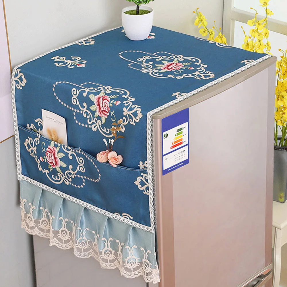 

Refrigerator Cover Dustproof Cloth Printed Design Single/Double Open Refrigerator Cover Towel Household Articles