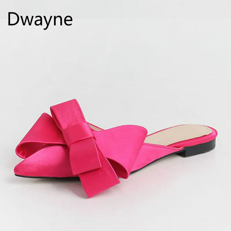 Женские туфли с заостренным носком Dwayne шелковые атласные бантом на весну и лето
