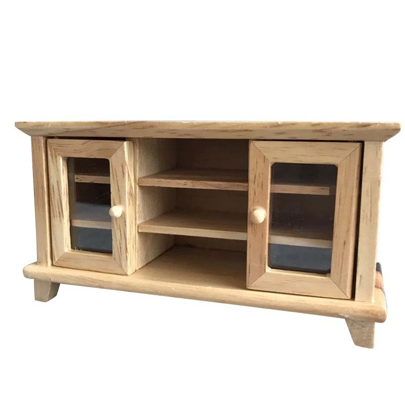 

1:12 Dollhouse Miniature Furniture TV Cabinet Wooden Multi-Drawer Table Model Dollhouse Accessories