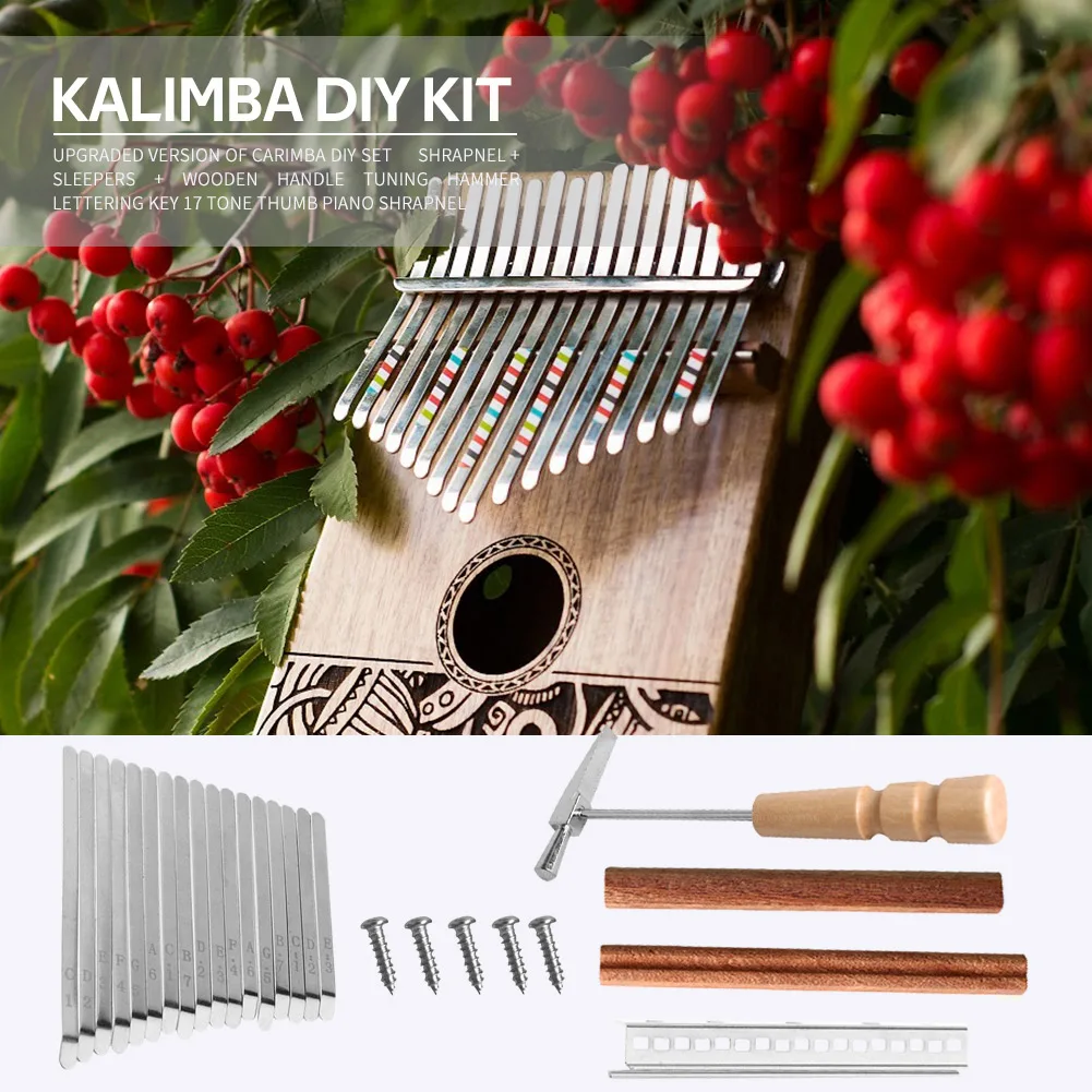 

17 Keys Kalimba DIY Replacement Parts with Keys Bridge Tuning Hammer Kit DIY Thumb Piano Accessories Music Lovers Playing Kit
