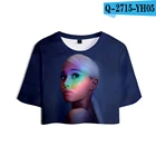 2021 Женские топы с растительным урожаем, футболка с 3D принтом Ариана Гранде, Женская 3d футболка для девочек, милая Новинка с коротким рукавом, одежда Ариана Гранде