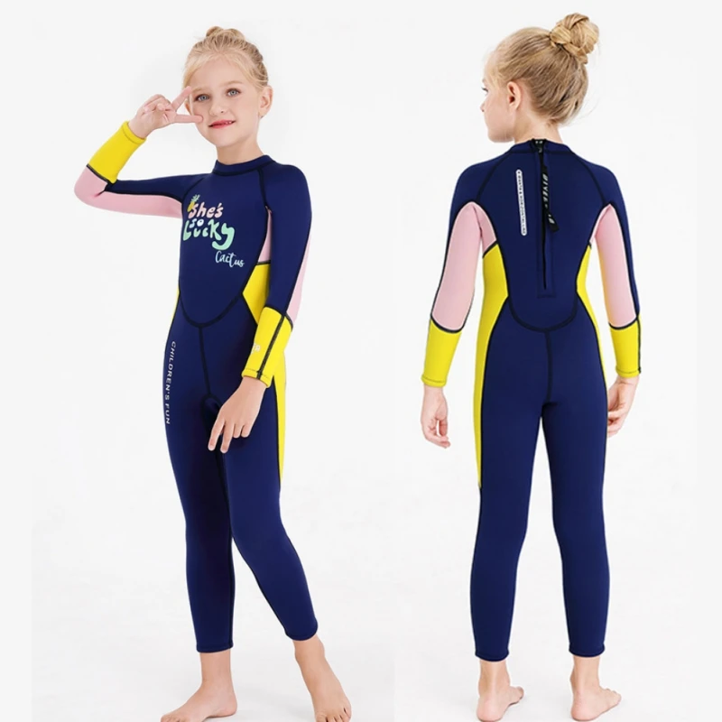 Детские купальники для девочек 2 5 мм непрерывного теплая дутая куртка с круглым и