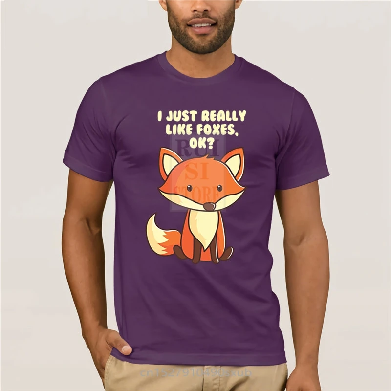 

Summer Fashion Street Short Sleeve T-Shirt brand Funny Funny Fox I Just Really Like Foxes Ok Men's Cartoon Fun T-shirt