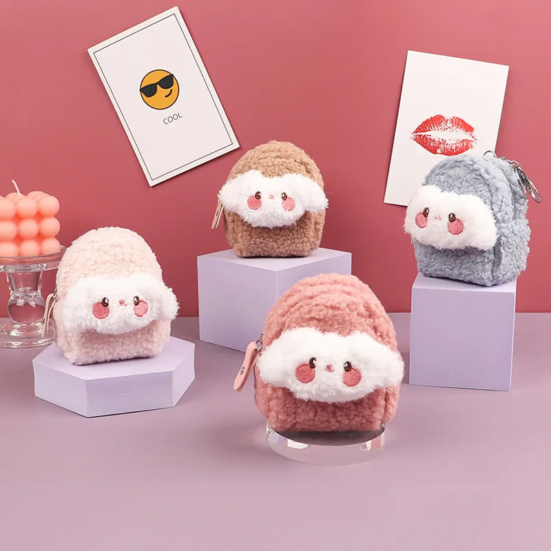 

Autumn Winter New Sheep Curls Series Cartoon Cute Key Chain Purse Plush Key Case Card Case Earphone Bag Anime Keychain