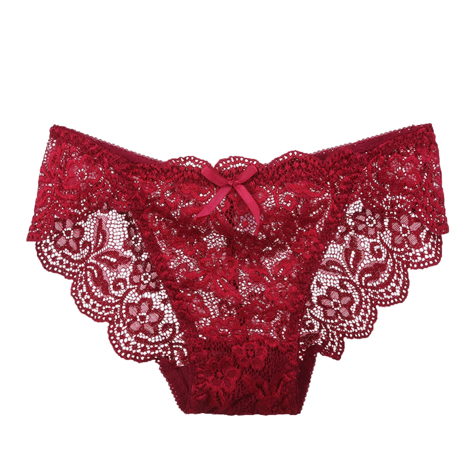 

3pcs Sexy Lace Bownot Panties New Breathable Low-waist Transparent Underwear Women Quality Briefs Seamless Plus Size #P2