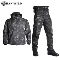 5xl tactical jackets pants men fleece jacket army windproof camo hunting suit windbreakers military hiking soft shell clothing