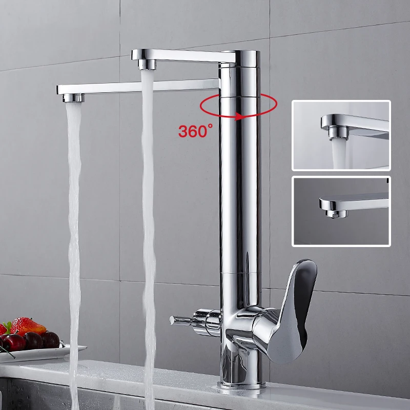 

KOHEEL Filter Kitchen Faucets 360 Rotation with Water Purification Deck Mounted Mixer Tap for Kitchen Modern Design